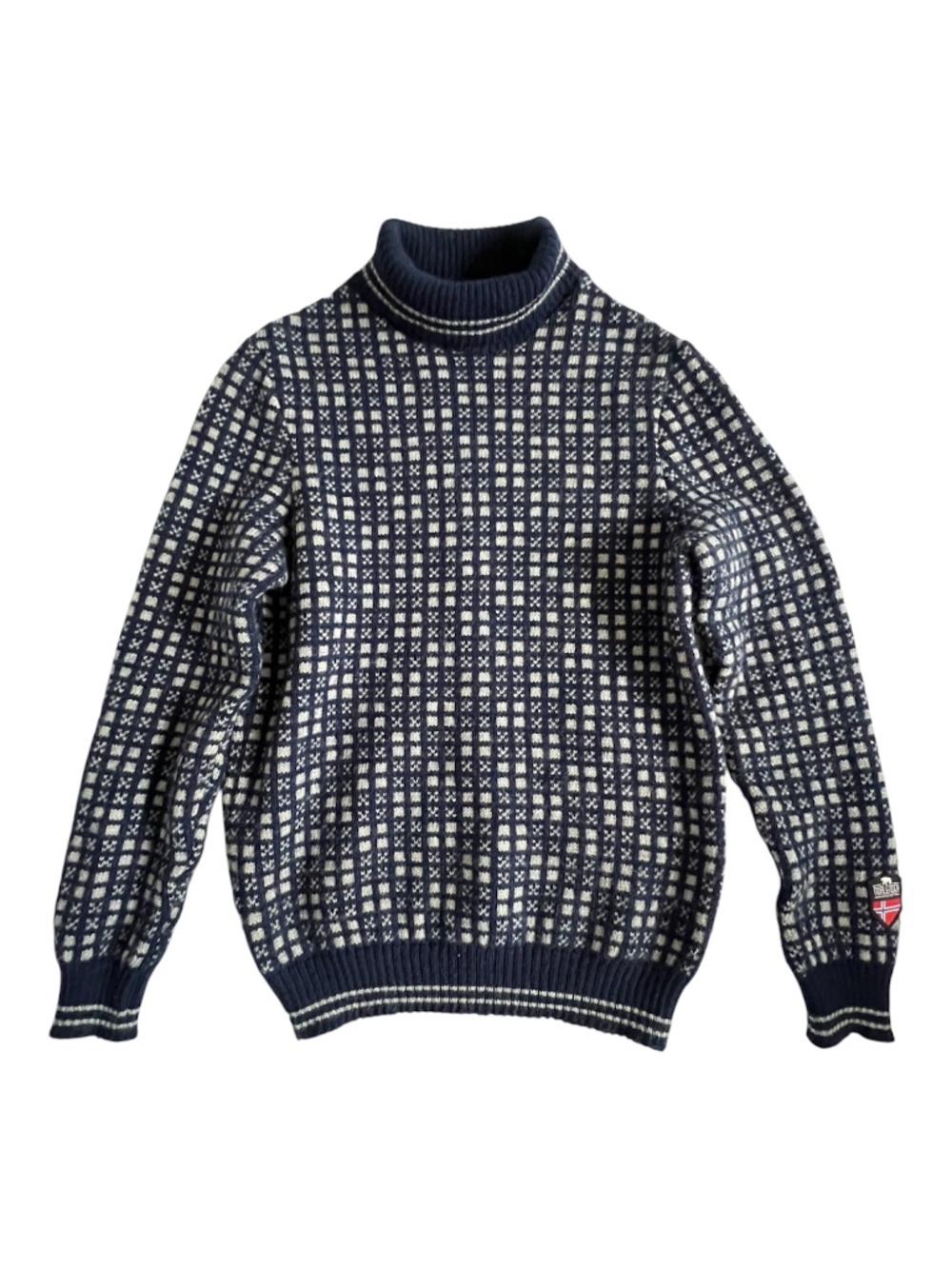 Norlender Sweater Pullover Blue & Grey Sz S Traditional Norwegian Knit New Wool